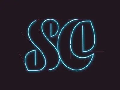 SC - neon monogram bezier branding graphic design illustration letter lettering logo monogram neon sign typography vector wip