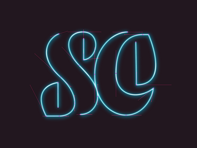 SC - neon monogram bezier branding graphic design illustration letter lettering logo monogram neon sign typography vector wip