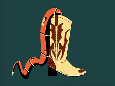19. Boot boot colorful cowboy cowboy boots illustration illustrator minimal snake vector
