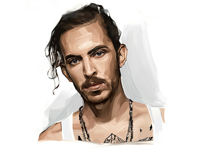 Portrait - Dennis Lloyd beard dennis lloyd digital art digital portrait handsome man illustration nevermind painterly brushes photoshop portrait painting tattoos white
