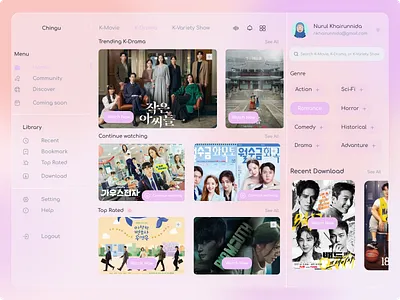 Chingu - Streaming Korean Drama & Movie cinema creative dashboard design dashboard ui dr drama dribbble film k drama k movie movie movie dashboard platform streaming dashboard tv series tv show ui design video watch website