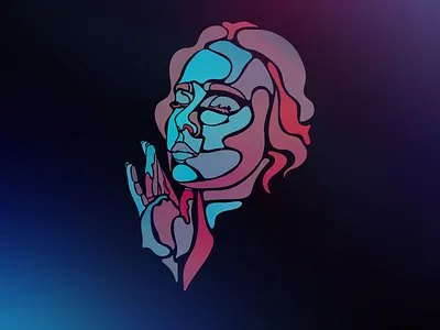 Inside the mind branding cover design cyberpunk design drawing gradient art holographic illustration music cover design pop art portrait poster print for clothers stylish