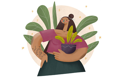 Plant girl allstar branding challenge character design digital painting dtiys girl girl illustration illustration illustrator plant procreat ui vector