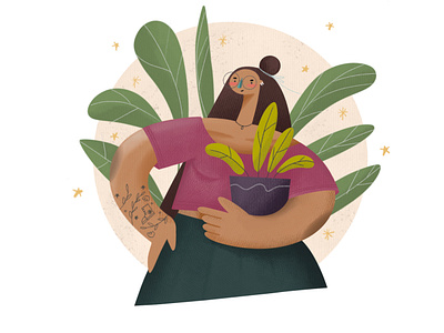 Plant girl allstar branding challenge character design digital painting dtiys girl girl illustration illustration illustrator plant procreat ui vector