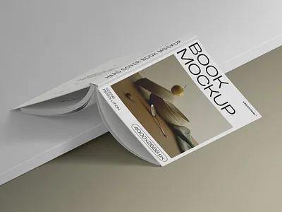 Open Hard Cover Book Mockup On Table Isometric stationery mockups