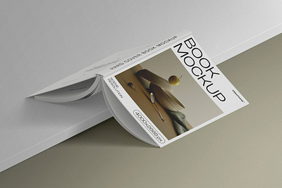 Open Hard Cover Book Mockup On Table Isometric stationery mockups