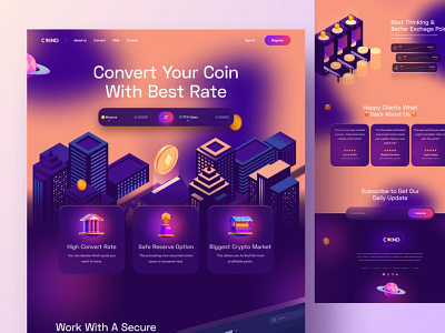 COIND - Cryptocurrency Exchange/Sell Landing Page abstractlogo branding design illustration ui