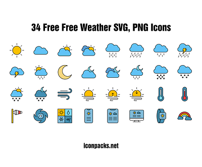 Free Weather SVG, PNG Icon Set download free resources freebies icon pack icon set icons meteorology png icons svg icons vector weather