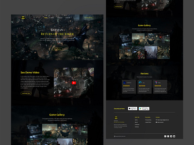 Batman Game Landing Page animation design graphic design illustration typography ui ux web web design