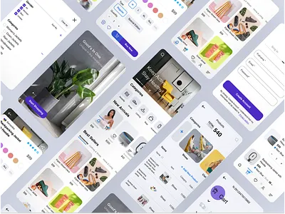 Shopping App Screens balance buy cart e commerce item list onboarding online shop sell shopping ui