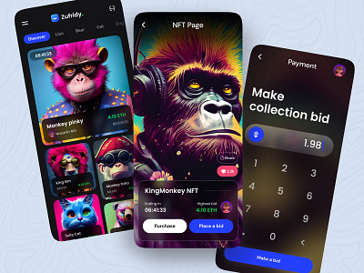 NFT Marketplace - mobile app design application blockchain branding crypto crypto art crypto currency ethereum finance logo marketplace mobile nft nft market nft marketplace product design token ui ux web design