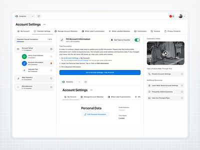 Account Settings Checklist User Interface account settings checklist design grid guide hierarchy interface quest quests settings task tasks template to do ui web