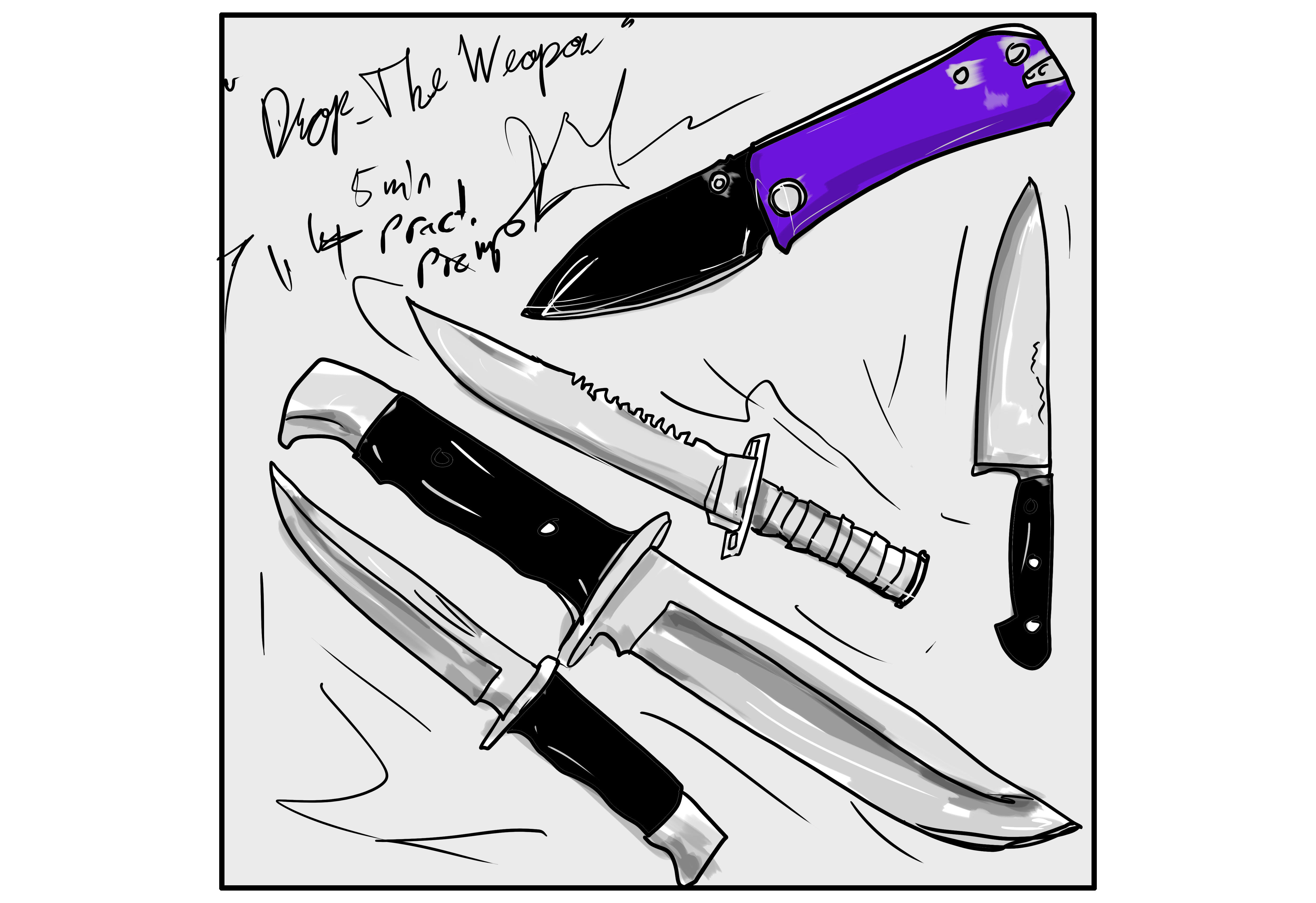 Example of knife 5 minute practice sketch
