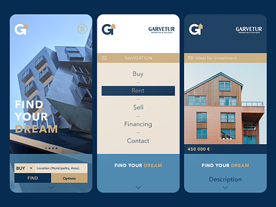 Garvetur, mobile layout brand identity branding bruno silva brunosilva.design design garvetur logo mobile portugal real estate design ui ux web