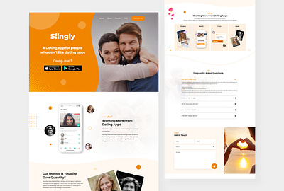 Dating app landing page apps beautiful chat creative dating app dating landing page design friend icon landing page match meet minimal relationship ui