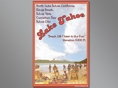 Lake Tahoe Vintage Beach Poster graphic design poster