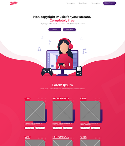 TRACKS - landing page art brand branding clean design illustration logo minimal pink simple site ui vector