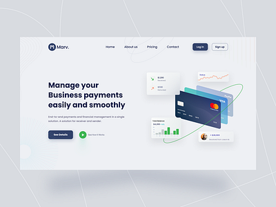 Marv-Financial Landing Page Design business creditcard financial fintech landingpage mastercard payment premiumdesign uidesign uiux userinterface uxdesign websiteui