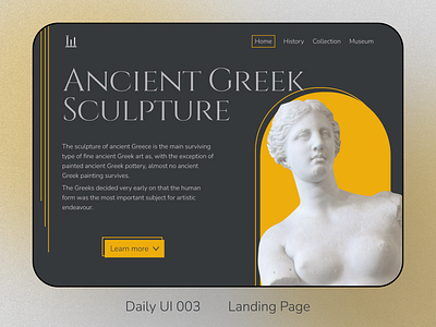 Daily UI 003 - Landing Page challenge daily ui dailyui003 greek hero page landing page museum