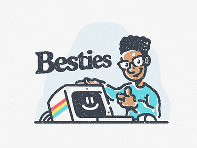 Besties! best friend bestie bff computer friends ibm illustration laptop monitor pc personal computer procreate thumbs up