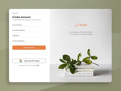 Books website UI Design aesthetic books create design register signup ui uidesign website