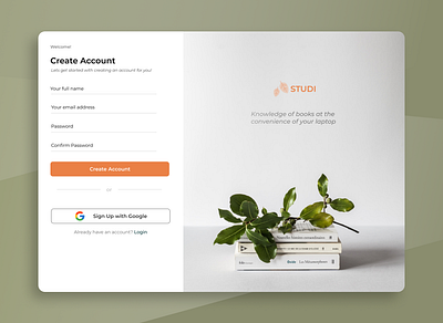 Books website UI Design aesthetic books create design register signup ui uidesign website