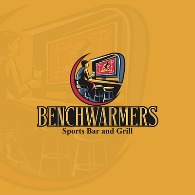 BENCHWARMERS Sports Bar and Grill branding graphic design logo