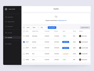 Fintech Dashboard banking dashboard fintech payables ui ux