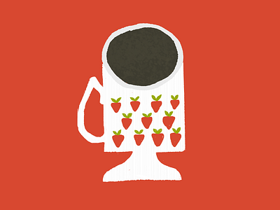 Red Mug coffee coffee cup coffee mug illustration strawberries