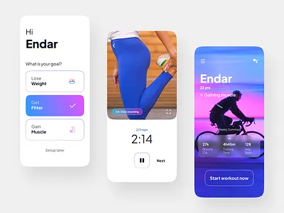 Fitness App - Result of 30 mins design challenge activity app bike cardio crossfit exercise fitness gym health ios lifestyle minimal minimalist running sport tracker training ui ux yoga