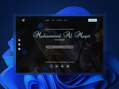 Music Artist Hero Section artist blue dailyui design islam minimal music muslim nasheed product design ui