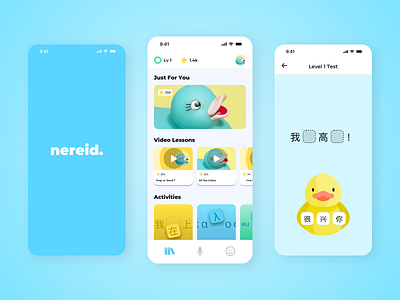 Nereid - Language Learning App for Kids academic app children chinese design education english fun kids language learning languages learning linguistics mobile app ui ux