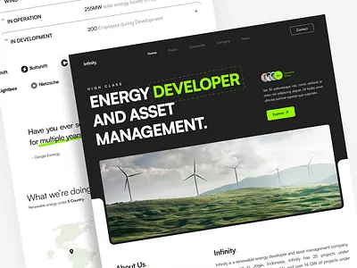 Infinity - Energy Landing Page asset management branding concept design eco web energy graphic design landing page manufacture renewable solar solar energy solar power tech technology trending ui uiux web design website design