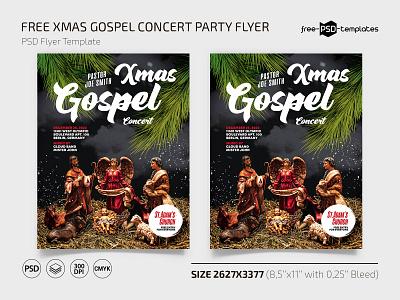 Free Xmas Church Template + Instagram Post (PSD) christmas church event events flyer flyers free freebie holiday holidays photoshop print psd template templates winter xmas