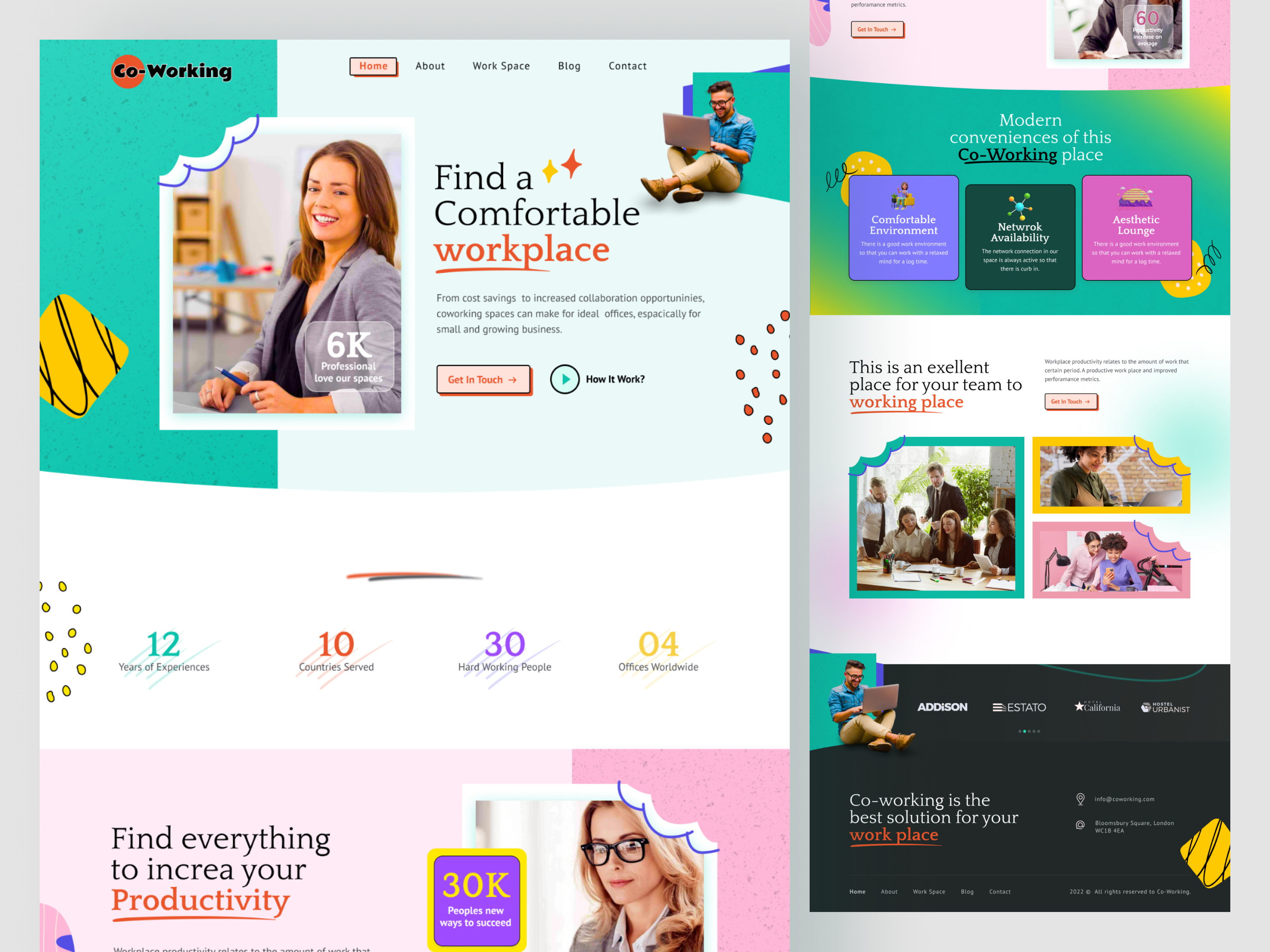 Co-Working Space Website Landing Page Template By Azizul Hakim Bappa ...