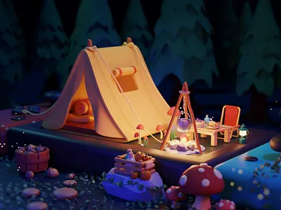 Camping Game！ 3d blender camping illustration