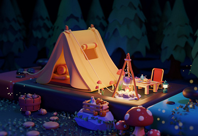 Camping Game！ 3d blender camping illustration