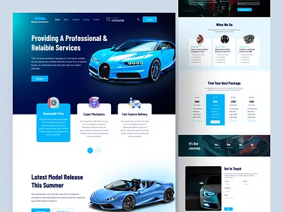 Sports Car Service Website Design accessories automobile shop branding car service car service landing page cars creative design home page landing page mechanic minimal product design rental service services sports car uiux vehicles web design website work shop