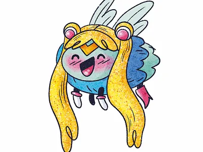 Sailor Moon bug character design children illustration childrens illustration cute art illustration procreate sticker