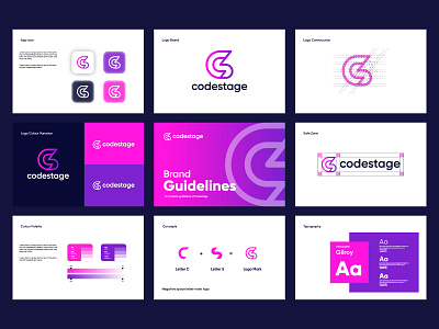 Codestage - Visual Branding app brand book brand guidelins brand identity design brand style guide branding c codestage corporate design graphic design icon logo minimal modern negative space logo s software visual branding