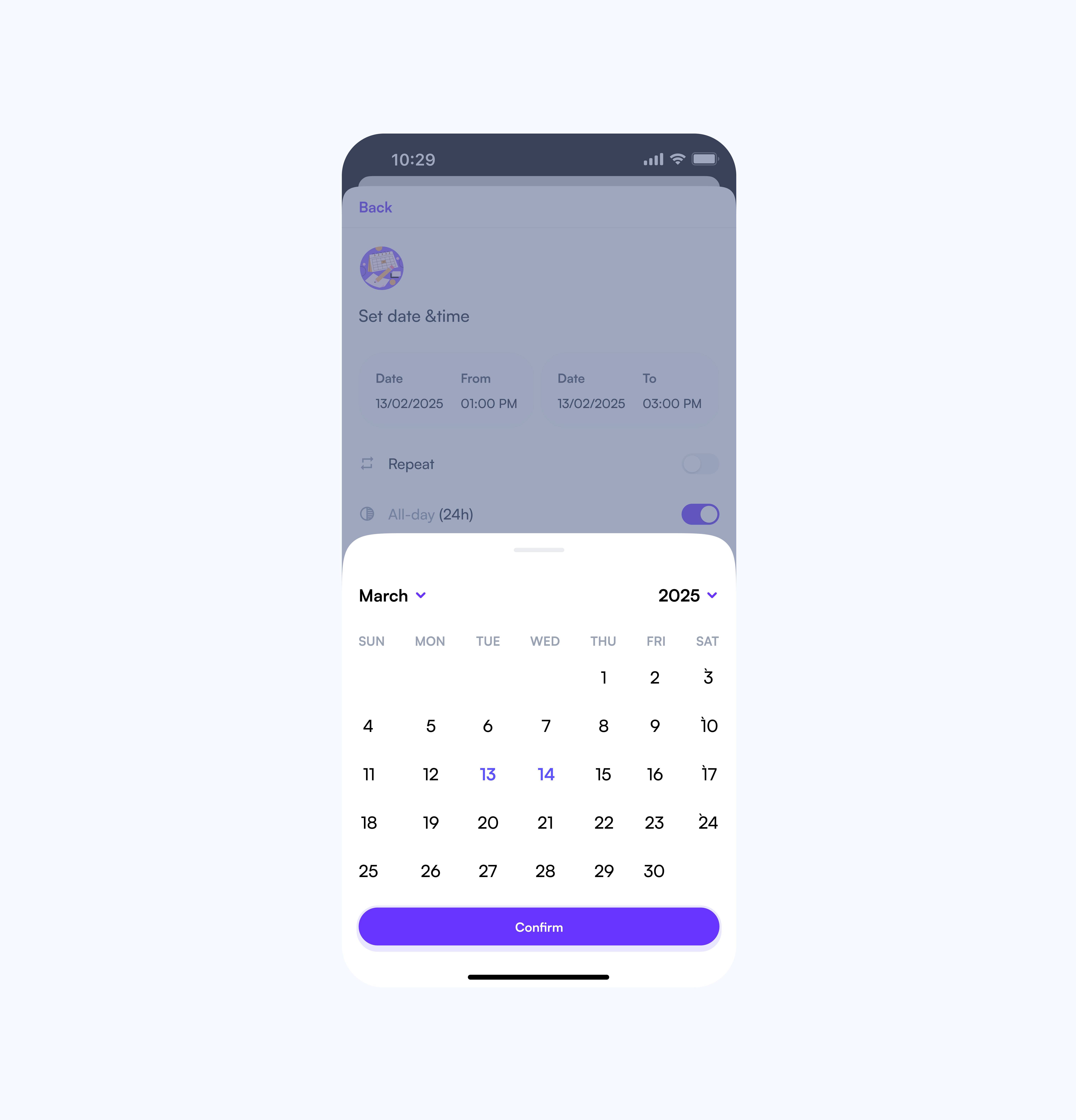 Pick your study date! 📆 calender date design mobile todo ui ux