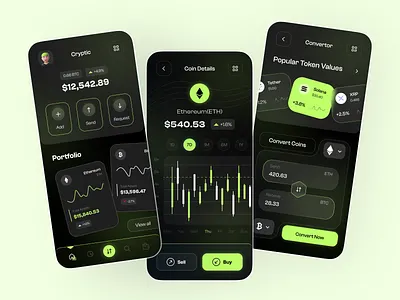 Crypto Trading Mobile App app design blockchain clean ui crypto crypto app crypto exchange crypto trading cryptocurrency cryptowallet dark mode exchange finance fintech mobile app mobile design mobile ui nft app trade app trading wallet