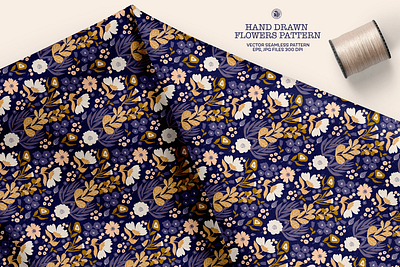 Hand Drawn Flowers Pattern design fabrics flowers seamless pattern vector vectorart