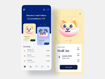 NFT Marketplace - Mobile app app best design blockchain branding clean design coin crypto cryptocurrency design marketplace mobile app nft shop trendy ui design uiuxdesign ux design web 3.0