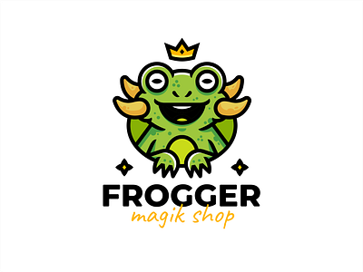 Frogger branding crown frog king logo monster