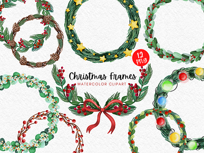 Christmas frame wreath watercolour wreaths