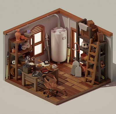 Indiana Jones' office at Barnett College 3d 3d art b3d blender blender3d indiana jones room