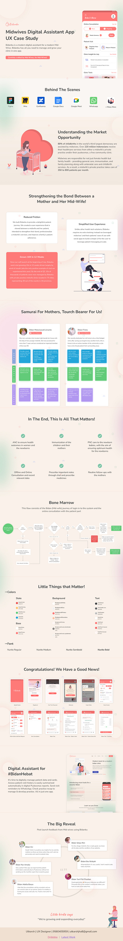Bidanku (For Midwives) Case-Study design thinking experience design figma healthcare tech ideation information architecture interaction design leadership problem solving product design research story boarding team management usability testing user flows ux visual design wireframes