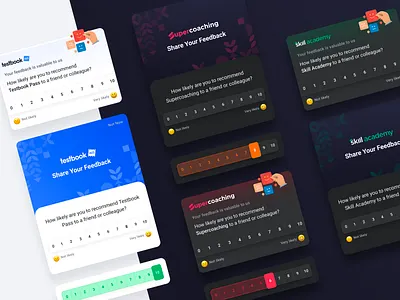 NPS - Testbook Products app card cards dark nps product rate rating ratings review slider theme