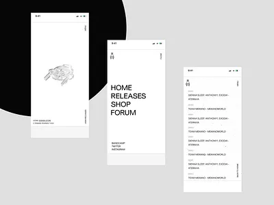 Dismiss Yourself, An alternative Electronic Record Label. branding colourless design logo minimal music particle record label three.js ui website